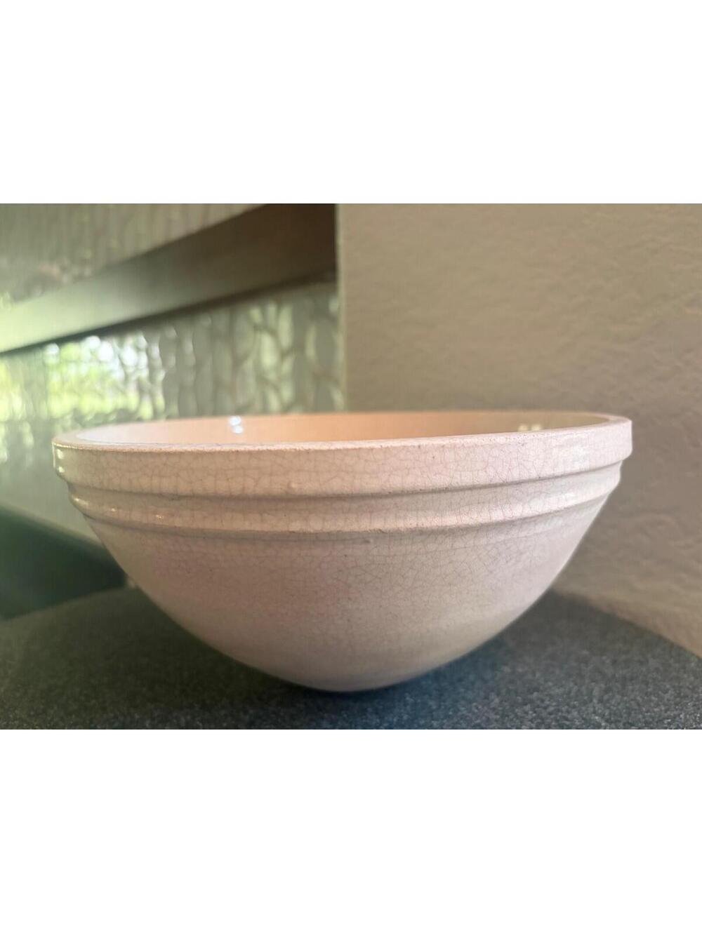 9” Antique Primitive Cream Farmhouse Mixing Bowl Large Size 14"